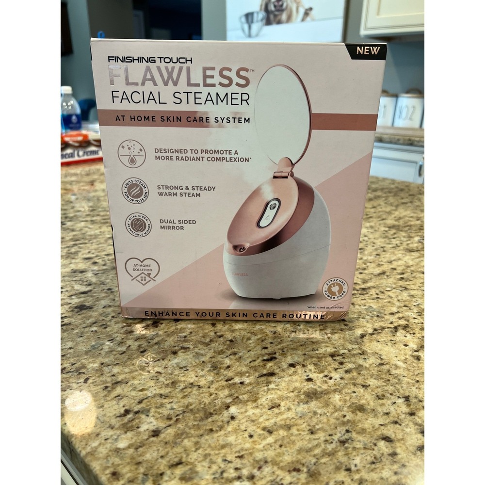 Finishing Touch Flawless Facial Steamer Rose Gold White Skin Care System Mirror